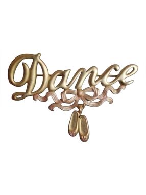 Vintage Dancer Ballet Slipper Pin Brooch Gold Color Dance!